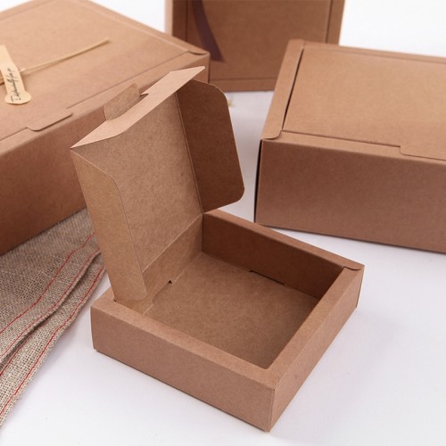 Custom logo kraft paper gift box folding packaging kraft paper with lid