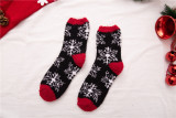 Ladies New Coral Fleece Warm Thickening Half Fleece Elk Christmas Snowflake Christmas Socks
