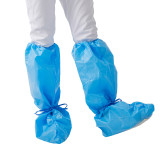 Low price high quality promotional products blue pe foot cover long boot cover with elastics