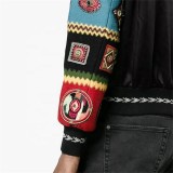 OEM custom logo patch  embroidered bomber wool print varsity baseball jacket for men