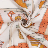 Printed ten horse women's silk scarves professional decorative square scarf ladies