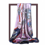 Japanese Korean Version New 70cm Silk Scarf Female Letter T Printed Small Scarf Neck Decoration Luxury Silk Scarf