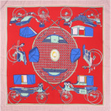 2021 Fall Winter New Silk Scarf Women America Carriage Pattern Twill Silk 130cm Shawl Scarf