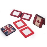 Custom Foldable Square Pu Leather Mirror Flag Patterns Pocket/makeup Mirror