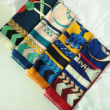 African Silk Scarf 130cm X 130cm Printed Square Twill Ladies Silk Scarves Long Silk Scarf Hair Tie For Women