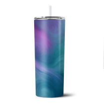 20oz Skinny White Straight Sublimation Blanks Stainless Steel Tumblers With Metal Straws