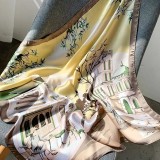 Spring And Autumn Lady Luxury Travel Shawl New Style Printed Large Square Beach Silk Head Scarf