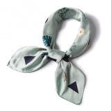 Pastoral style fashion square scarf ladies professional flower leaf pattern silk scarf student scarf 70cm