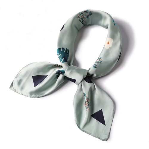 Pastoral style fashion square scarf ladies professional flower leaf pattern silk scarf student scarf 70cm