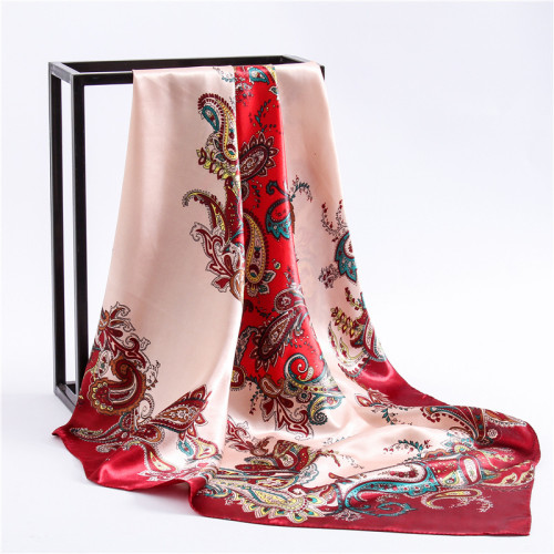 Custom Print Retro Ethnic Big Square Scarf Multiple Patterns Silk Scarf Shawl Scarf Headscarf