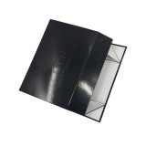 Luxury Custom Gold Foil Stamping Glossy Black Cardboard A5 Magnetic Folding Male Business Gift Set Box