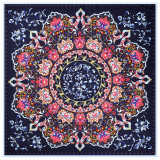Chinese style vintage blue and white porcelain ladies heavy silk printed floral twill big square scarf shawl