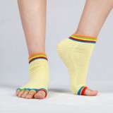 Custom Wholesale Rainbow Color Women Non Slip Socks Yoga Pilates Ankle Five Toe Socks