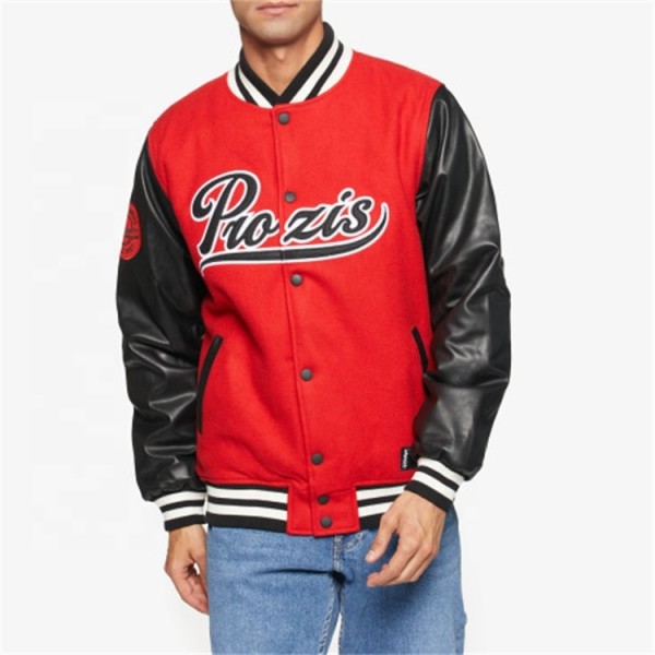 OEM custom virgin wool patches chenille embroidery genuine leather baseball letterman varsity jacket for men