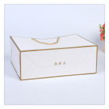 Custom Logo White Bag With Gold Side Shopping Clothing Packaging Paper Bag