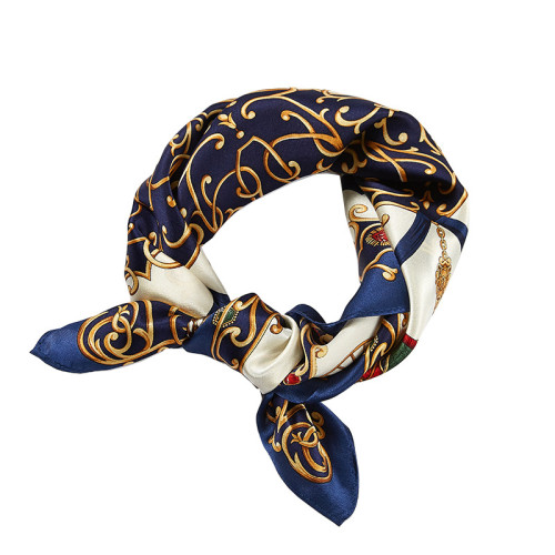 Wholesale Price Latest Design Women Silk Small Square Scarf Female Carriage Print Ladies Charming Silk Scarf