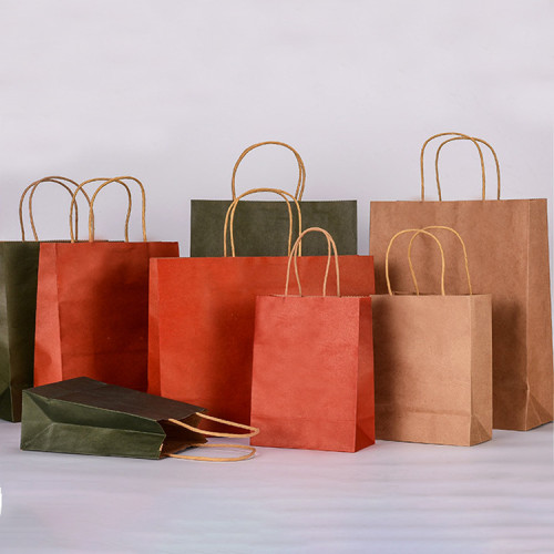 Customized Shopping Food Brown Gift Kraft Paper Bags With Handle