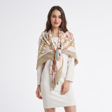 Fall Winter New Silk Scarf Women European Style Horse Whip Pink Twill Silk Square Scarf Gift Scarf