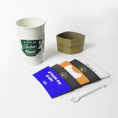 Hot paper cup sleeve heat-resistant ,custom paper coffee cup sleeve with logo, disposable coffee paper cups sleeve