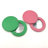 Custom Pu Leather Metal Round Shape Makeup Mirrors Vintage Foldable Girls Travel Gift Metal Cosmetic Pocket Mirror