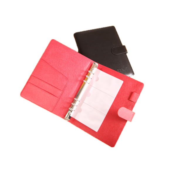 Factory price custom made promotional magnetic clasp binder rings writing pocket notebook stationery with pen
