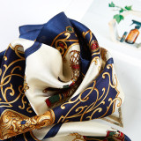 Wholesale Price Latest Design Women Silk Small Square Scarf Female Carriage Print Ladies Charming Silk Scarf
