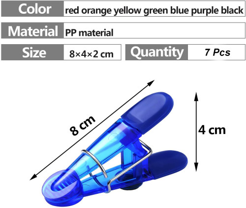 7 Piece Multicolored Plastic Strong Food Seal Multi Purpose Magnetic Bag Clip
