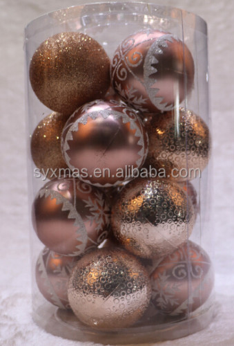8cm roseo gold hand painted plastic christmas ball