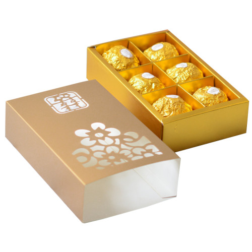 Low MOQ Foldable Hollow Out 6pcs Chocolate Paper Packaging Box  for chocolate