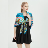 Luxury Brand Twill Silk Women Scarf Bandana 130*130cm Print Square Scarves Wraps Luxury Brand Gift Fashion Large Silk Shawls