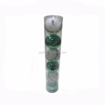 8cm shiny peacock green/matt white plastic christmas ball with musical notes painting