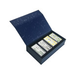 Rigid matt navy blue printing custom brand magnet tea tin gift packing box