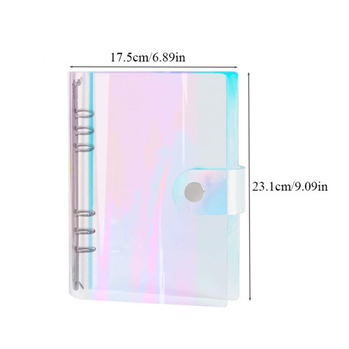 High Quality Of Clear Glitter Pvc Button With 6-Ring  Binder Cover