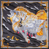 Digital Printing Horse Pattern Factory 100% Twill Silk Scarf 90x90cm With Best Quality
