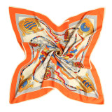 Hand painted sailboat travel women's twill silk shawl outdoor square satin scarf
