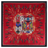 New printed fashion small shawl twill silk chain fringe printed ladies big pleated square scarf