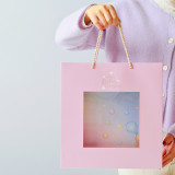Baby foldable bag pink wedding cake boxes custom stackable box and handbag