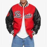 OEM custom virgin wool patches chenille embroidery genuine leather baseball letterman varsity jacket for men