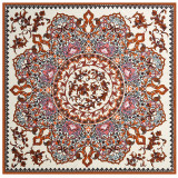 Chinese style vintage blue and white porcelain ladies heavy silk printed floral twill big square scarf shawl