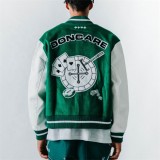 OEM custom patches chenille embroidery genuine leather virgin wool baseball letterman varsity jacket for men