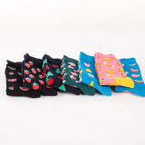 Banana strawberry watermelon Fruit series design cute cotton fashion funny woman  custom wholesale colorful  happy socks
