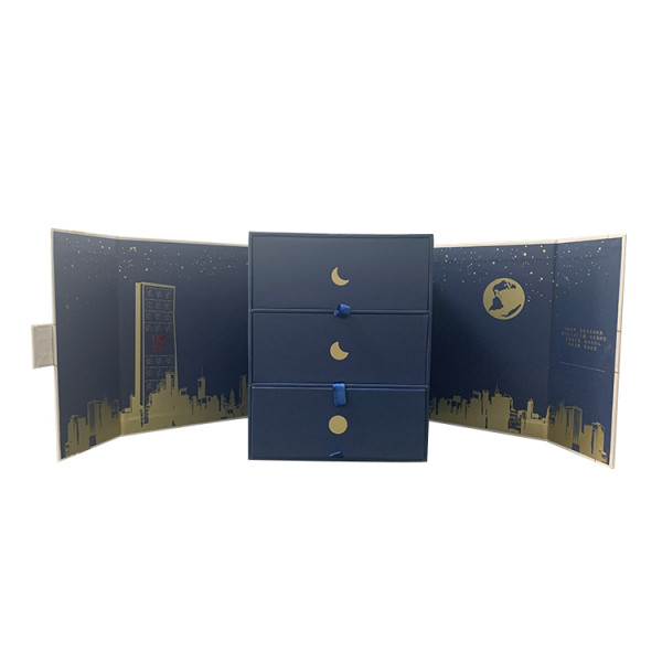 Custom Luxury Rigid Cardboard Double Door Style Drawer Chocolate Candy Mooncake Gift Box Packaging
