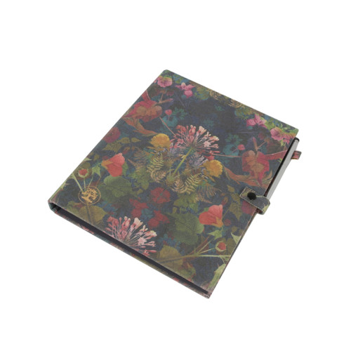 China a4 size hard cover 1 inch 9 o ring binder cloth paper file folder logo print with pen,flower file folder with button