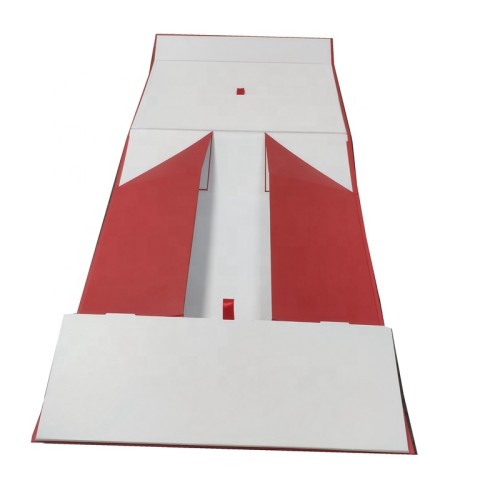 Custom Luxury Fancy Textured Paper Rigid Cardboard Clothing Packaging Foldable Red Magnetic Gift Boxes