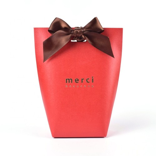 Delicate Hot Sale Sweet Makeup Fold Paper box Wedding Candy Box Ribbon Gift Paper Box