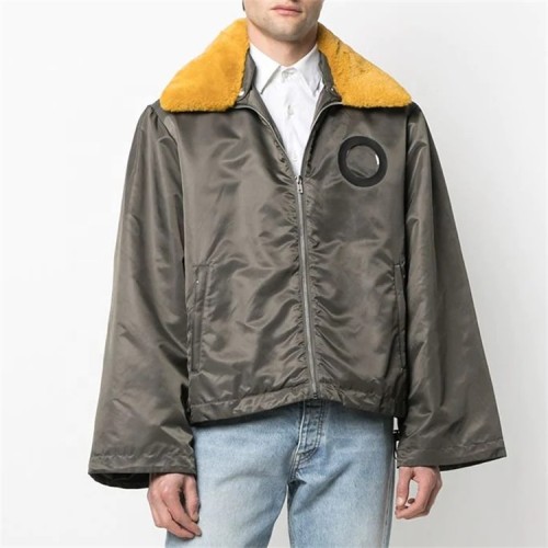 OEM custom logo wool high quality contrast collar bomber flight varsity jacket for men