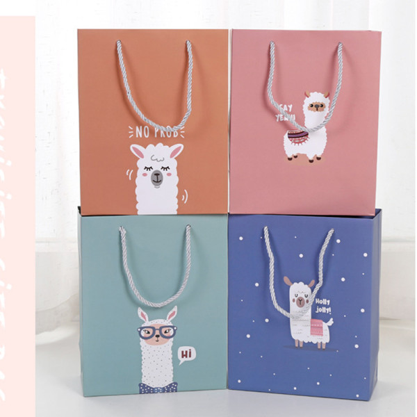 Factory custom shopping paper bag with logo recycled printing cartoon lovely gifting paper bags with handle