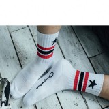 Wholesale High Quality Men Fashion Sport Star Striped Basketball Anti-foul Breathable Pure Cotton Crew Socks