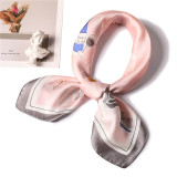 Custom air hostess square silk scarf cartoon pattern cute female professional silk scarf decoration scarf