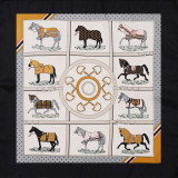 Printed ten horse women's silk scarves professional decorative square scarf ladies